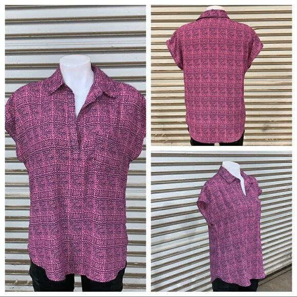 🛍️Pleione pink and black short sleeve top - Picture 1 of 8